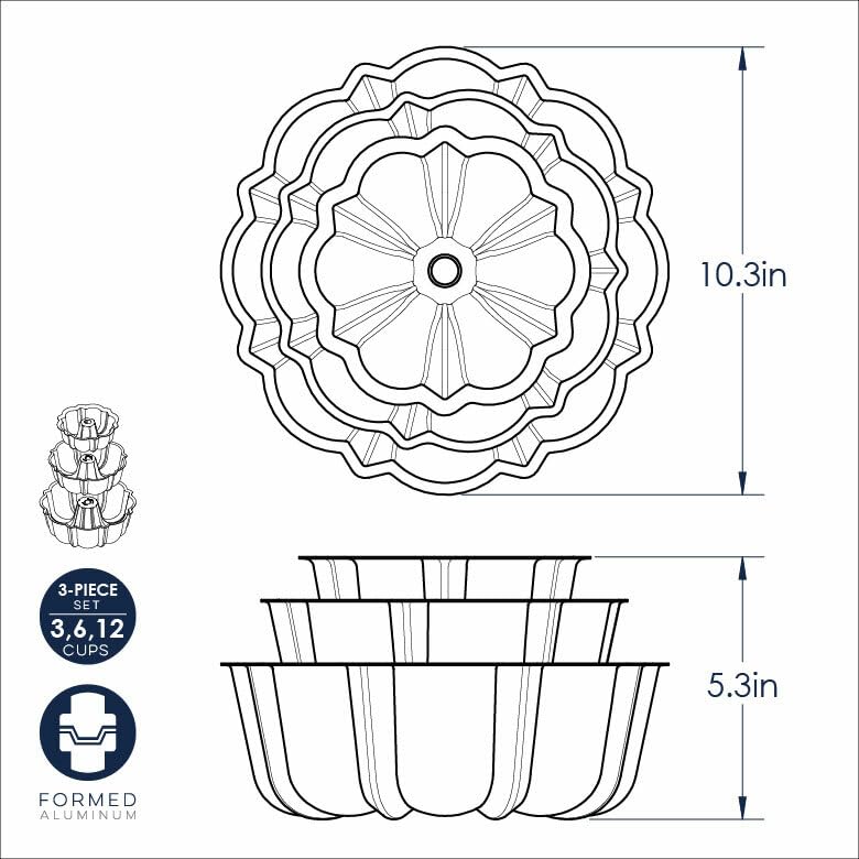 Nordic Ware 3-cup mini Bundt on serving plate showing single-serve presentation and convenience