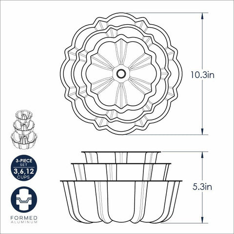 Nordic Ware 3-cup mini Bundt on serving plate showing single-serve presentation and convenience