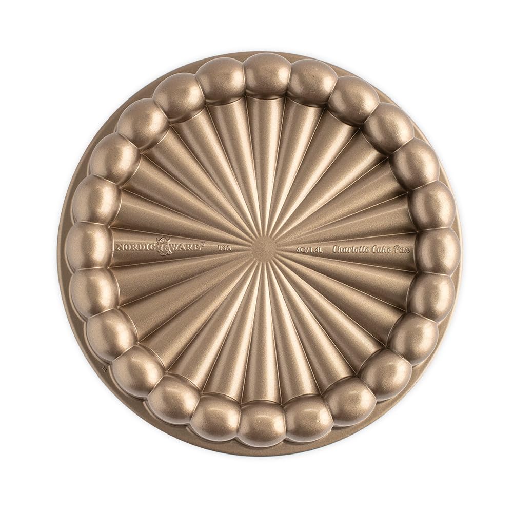 Nordic Ware Charlotte Cake Pan front view in toffee showing shape and finish for precise molding