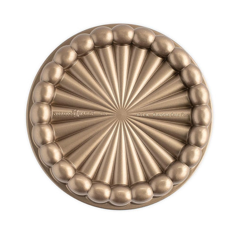Nordic Ware Charlotte Cake Pan front view in toffee showing shape and finish for precise molding