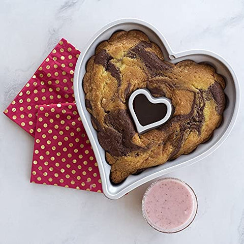 Nordic Ware Elegant Heart Bundt silicone surface close shot demonstrates nonstick release advantage