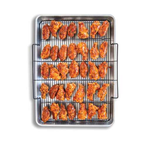 Nordic Ware tray front packaging showing large crisping pan benefit