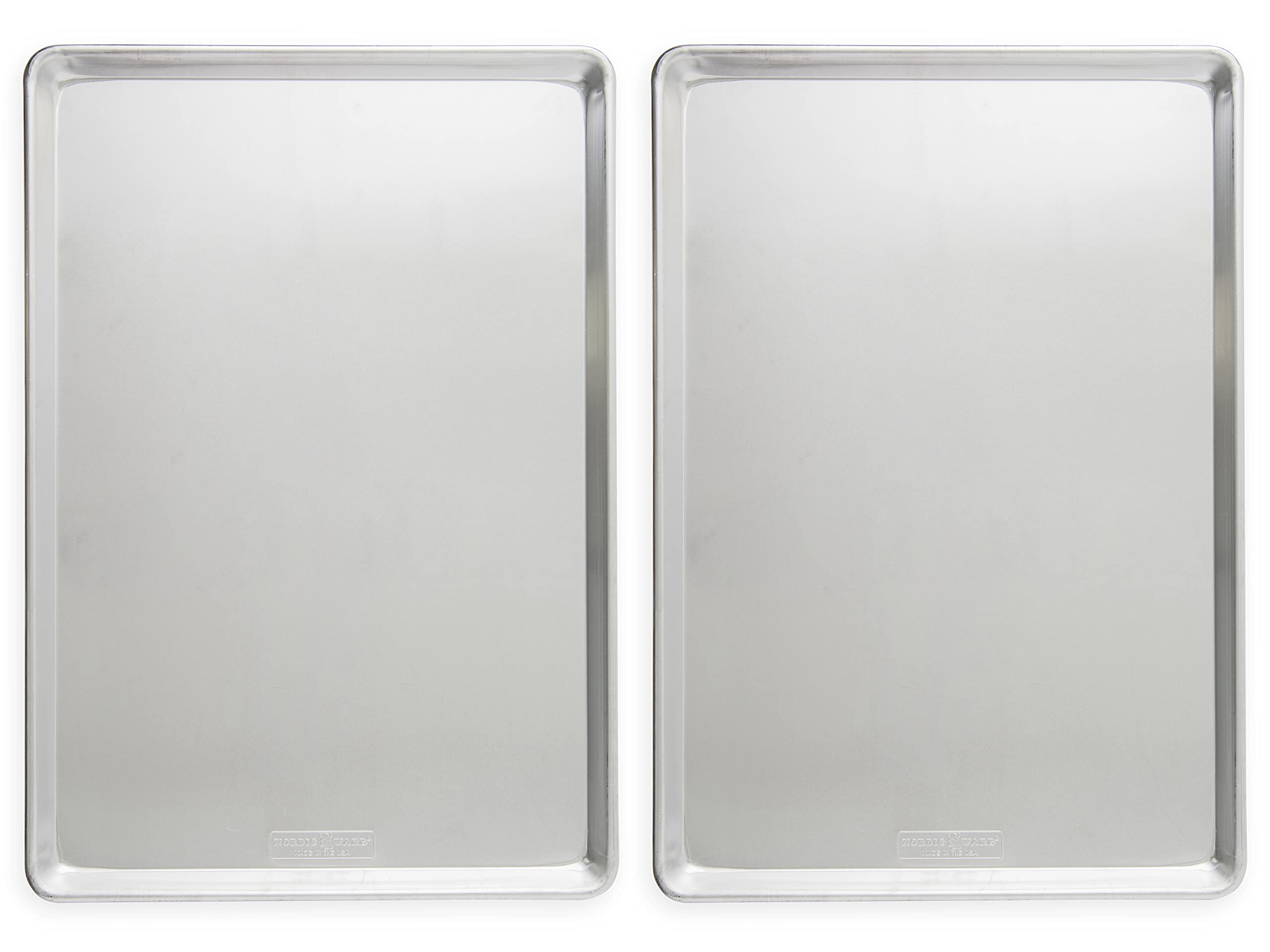 Nordic Ware full sheet front view showing full-size commercial pan benefit