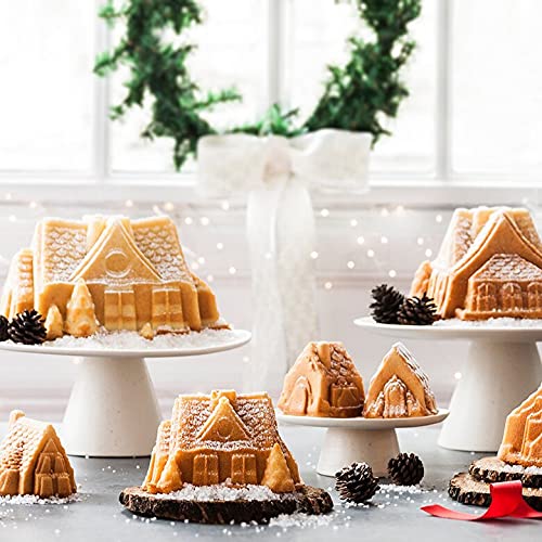 Nordic Ware finished gingerbread house on holiday table creating festive centerpiece