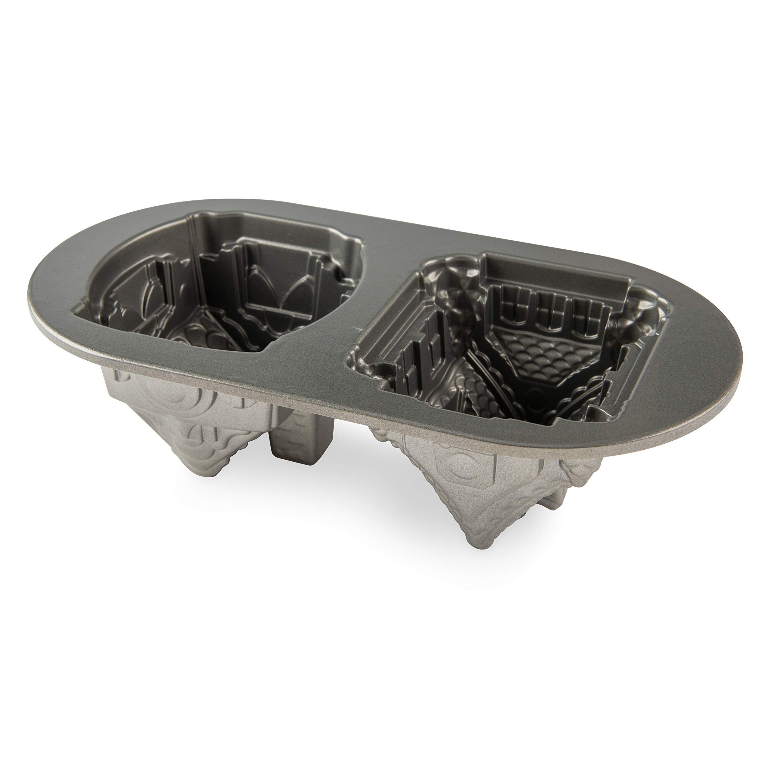 Nordic Ware side angle highlighting cast-aluminum thickness for even browning