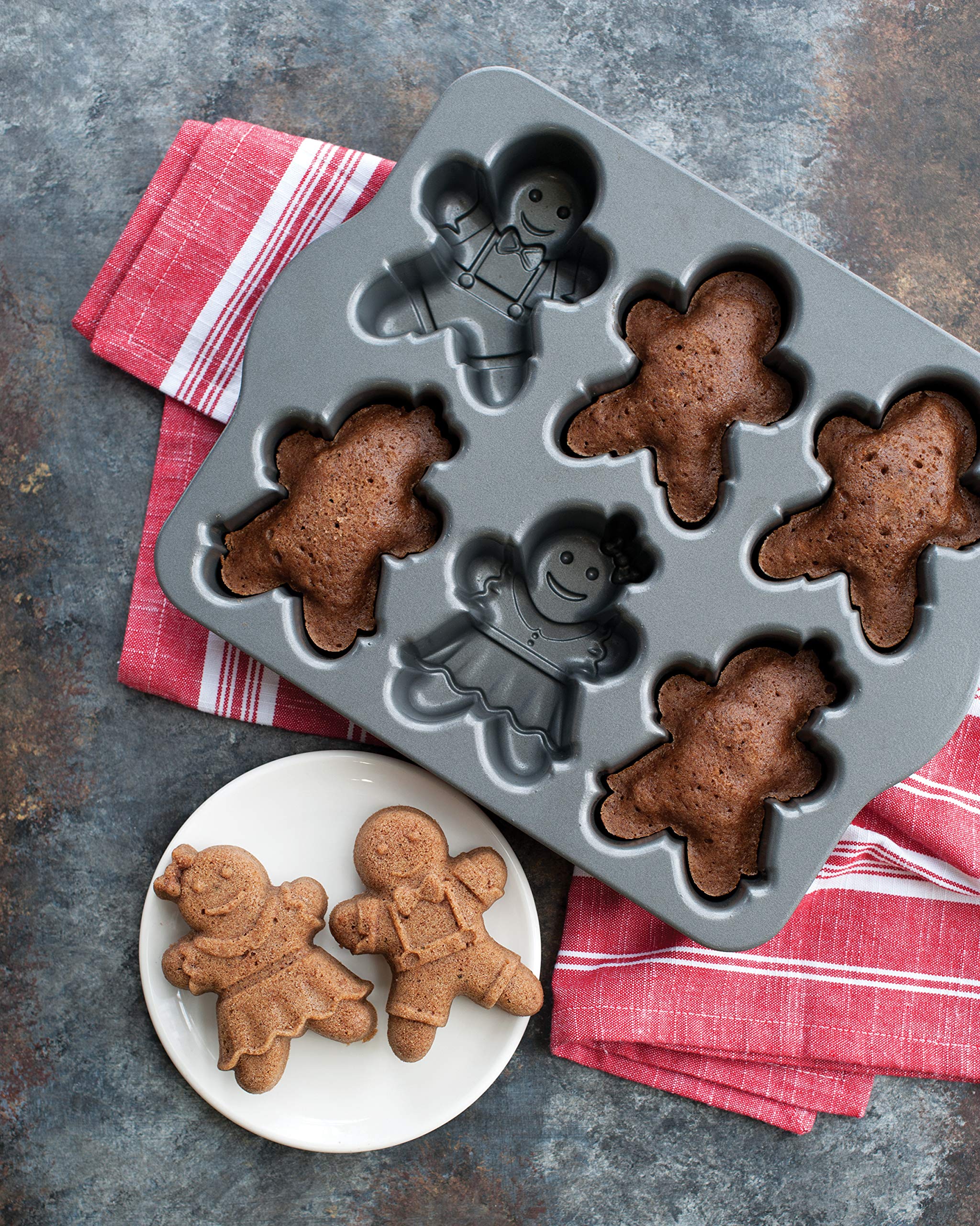 Nordic Ware baked cakelets on pan showing even browning and nonstick release