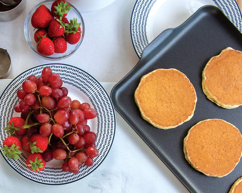 Nordic Ware close-up of ceramic nonstick surface, easy release and fast cleanup benefit