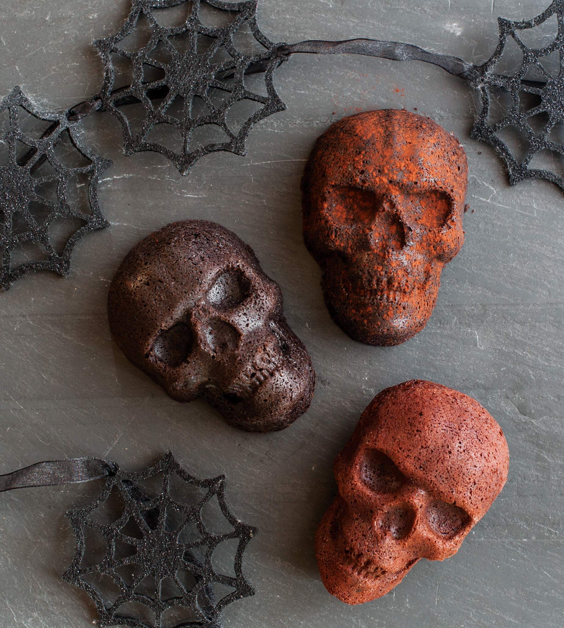 Nordic Ware decorated skull desserts in party setting for serving idea