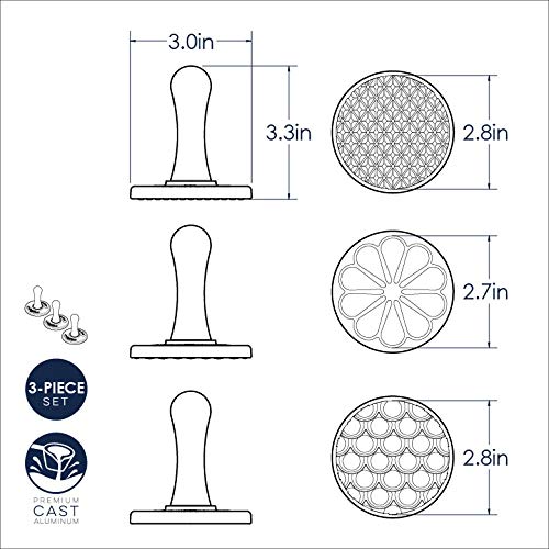 Nordic Ware stamps next to ruler showing scale and size for accurate portioning and planning