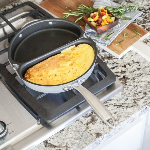 Nordic Ware pan inside oven finishing frittata, oven‑safe convenience