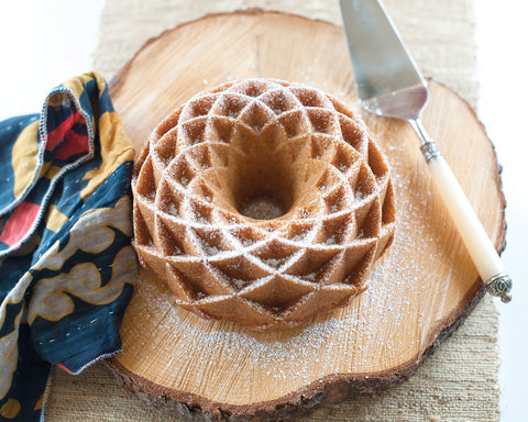 Nordic Ware close-up of swirled diamond pattern revealing hidden hearts