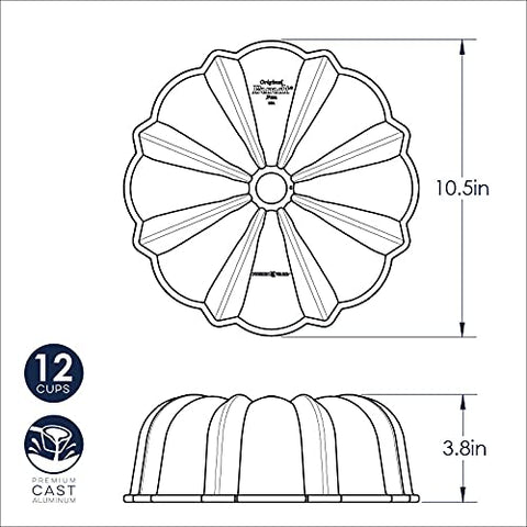 Nordic Ware side profile of pan demonstrating sturdy walls and durable construction