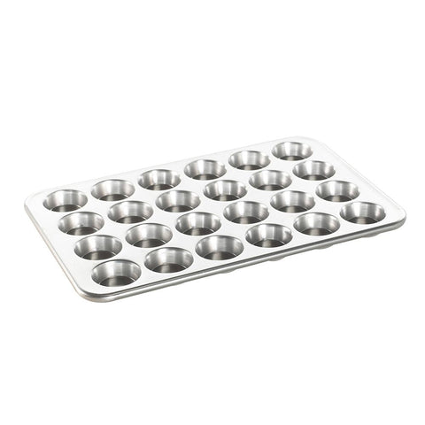 Nordic Ware front view showing 24-cup layout and durable finish for consistent baking