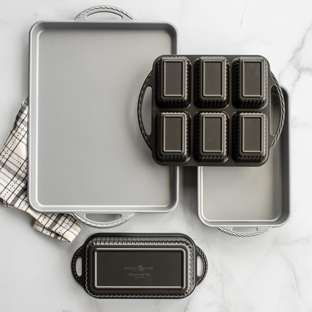 Nordic Ware Procast washed and stacked illustrating simple cleanup benefit