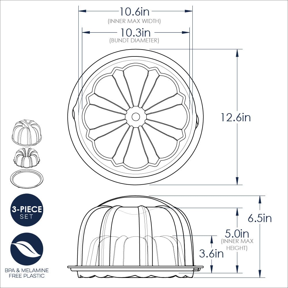 Nordic Ware bundt beside hand showing scale for portion planning
