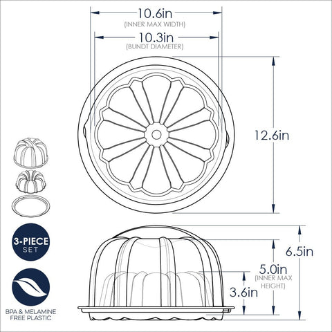 Nordic Ware bundt beside hand showing scale for portion planning