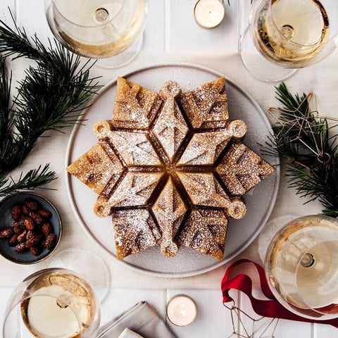 Nordic Ware finished snowflake cake top displaying crisp pattern and decorative appeal
