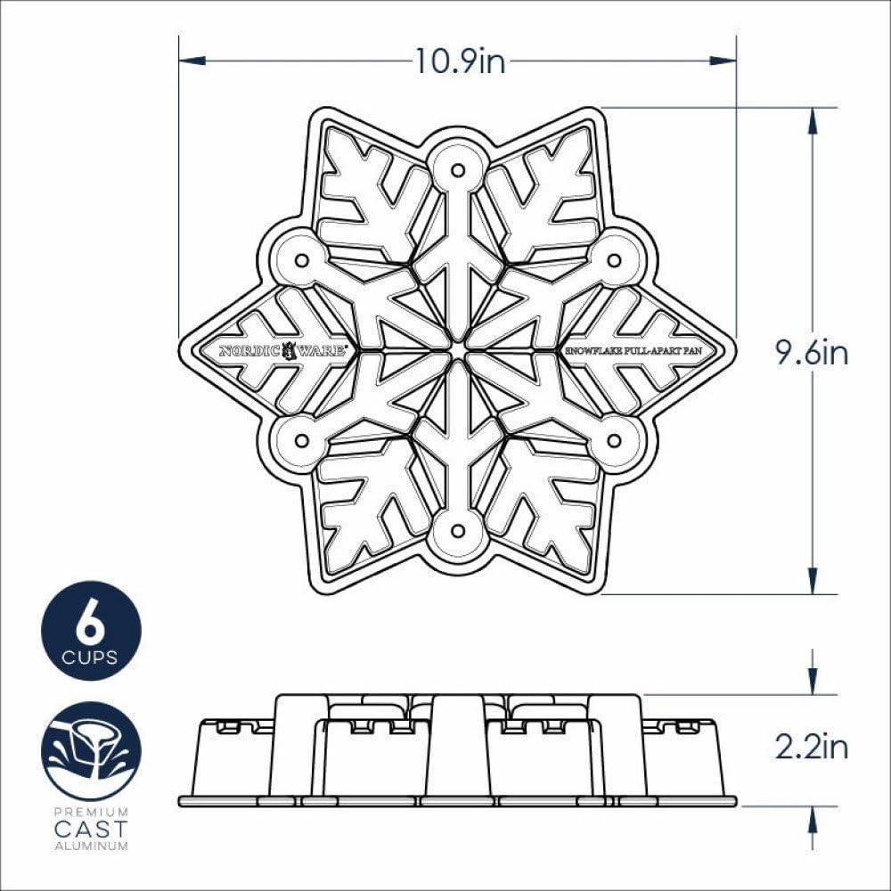 Nordic Ware snowflake cake on a holiday table for festive presentation benefit