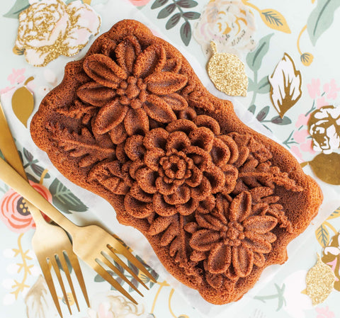 Nordic Ware close-up of wildflower pattern revealing crisp cast detail for impressive presentation