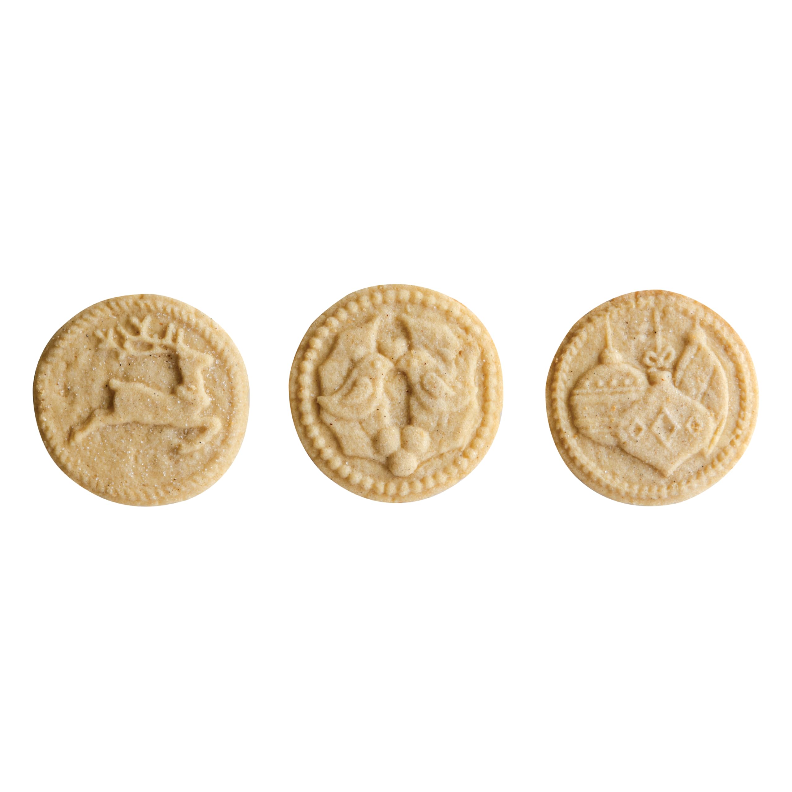 Nordic Ware stamps pressed into cold dough demonstrating clear impression benefit