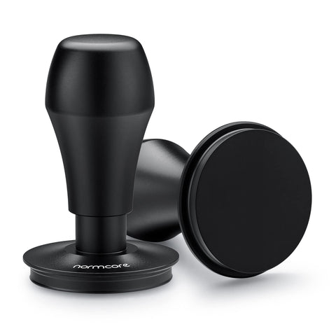 Normcore tamper front view showing compact design and durable finish for consistent tamping