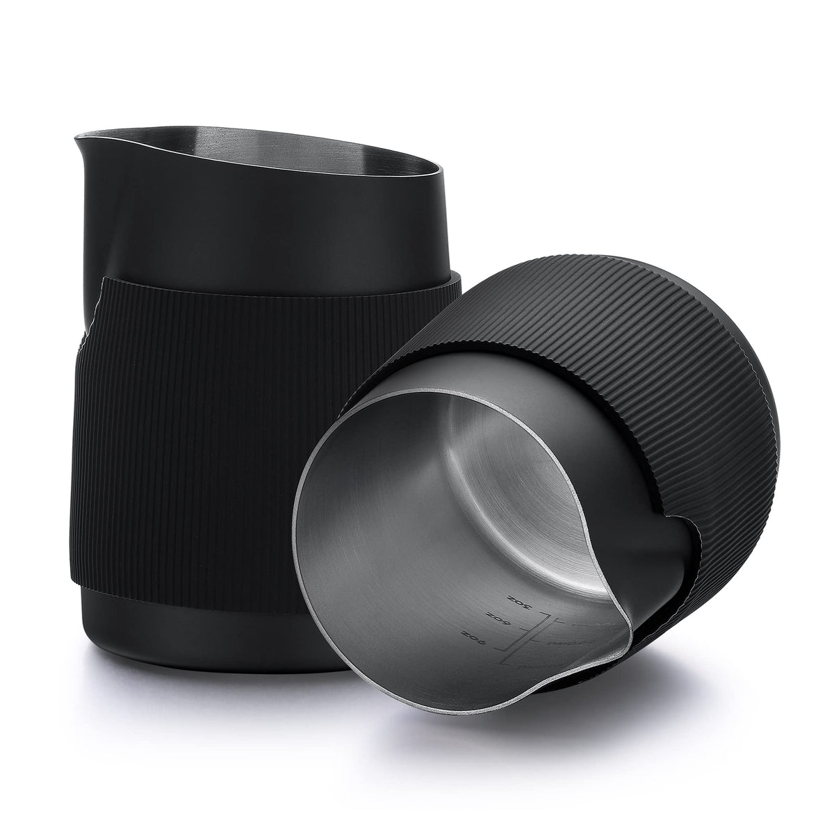 Normcore pitcher front view showing sleek black finish and balance benefit