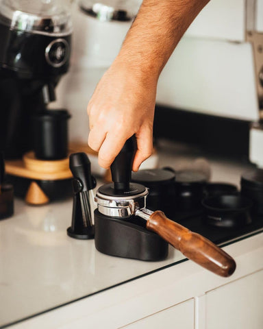 Normcore tamper anodized handle detail for comfortable grip and control