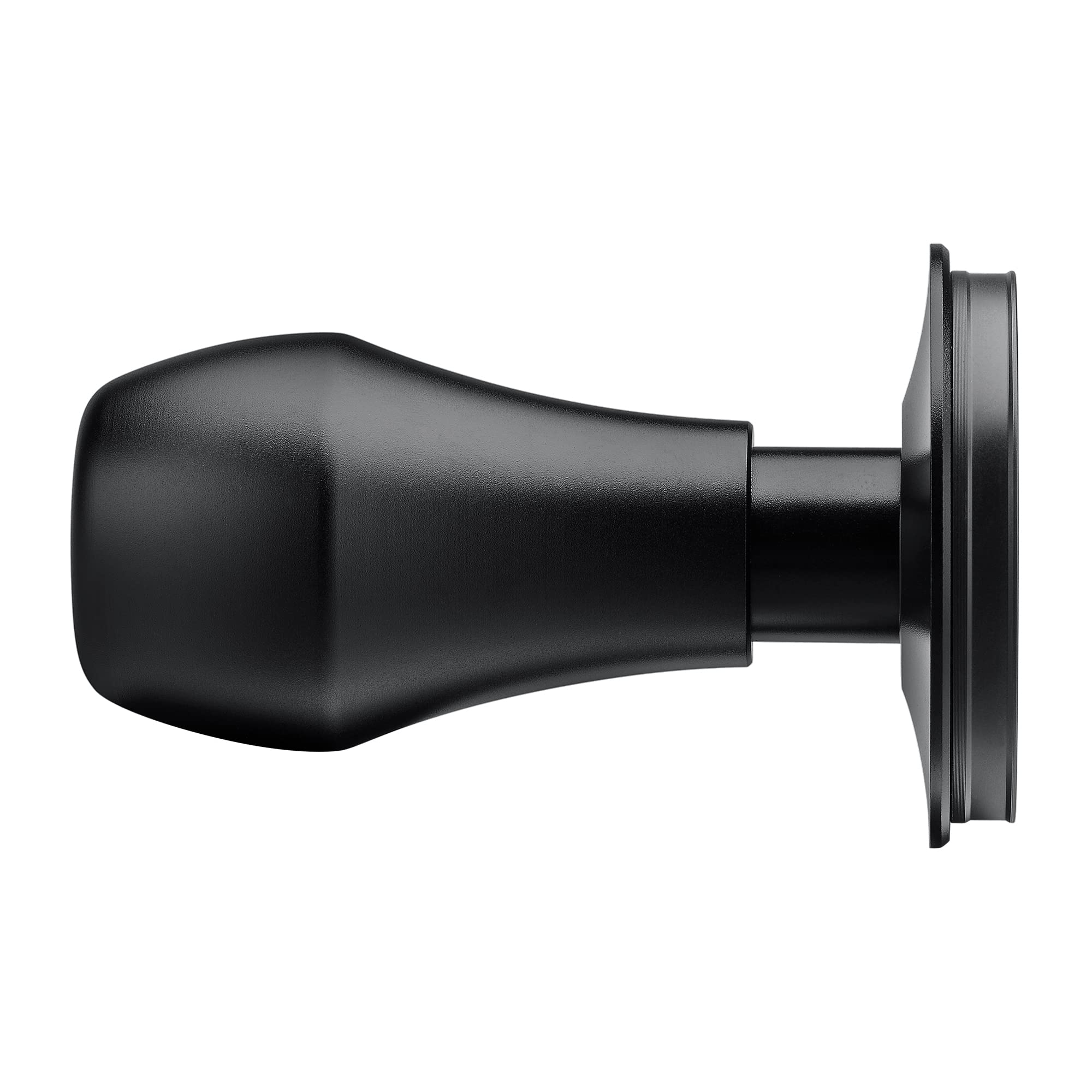 Normcore tamper beside portafilter to show 58.5mm fit and scale