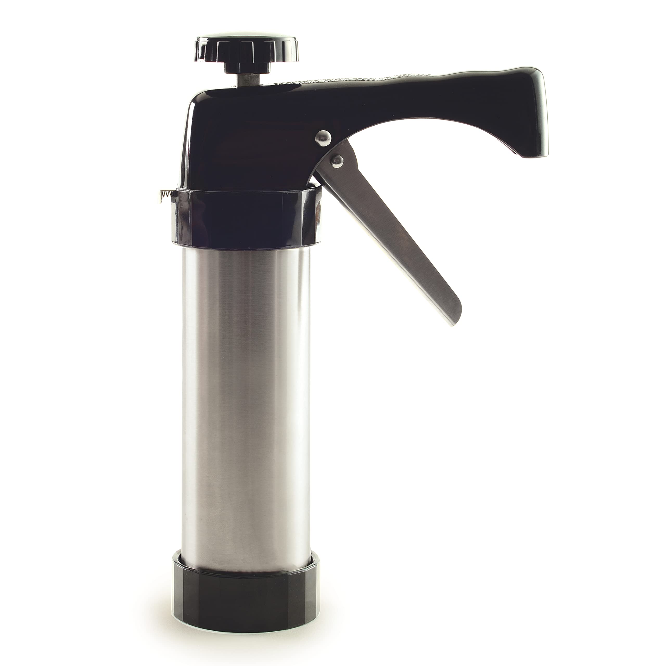 Norpro cookie press label and packaging text highlighting included discs tips and capacity