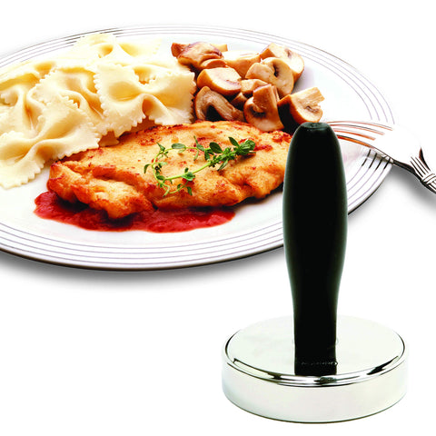 Norpro in use flattening chicken breast for uniform cooking and quick prep
