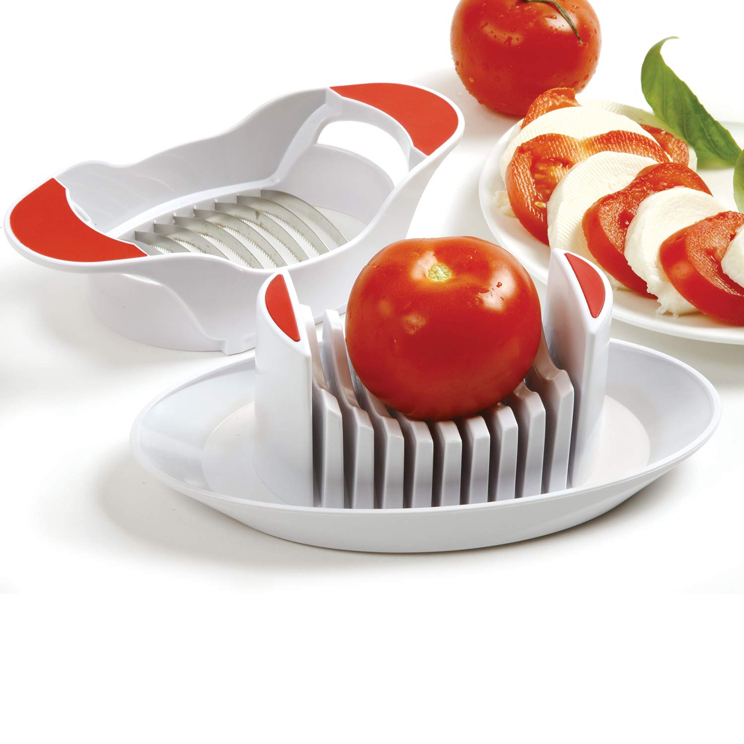 Norpro non-slip feet on countertop providing stable, slip-resistant slicing