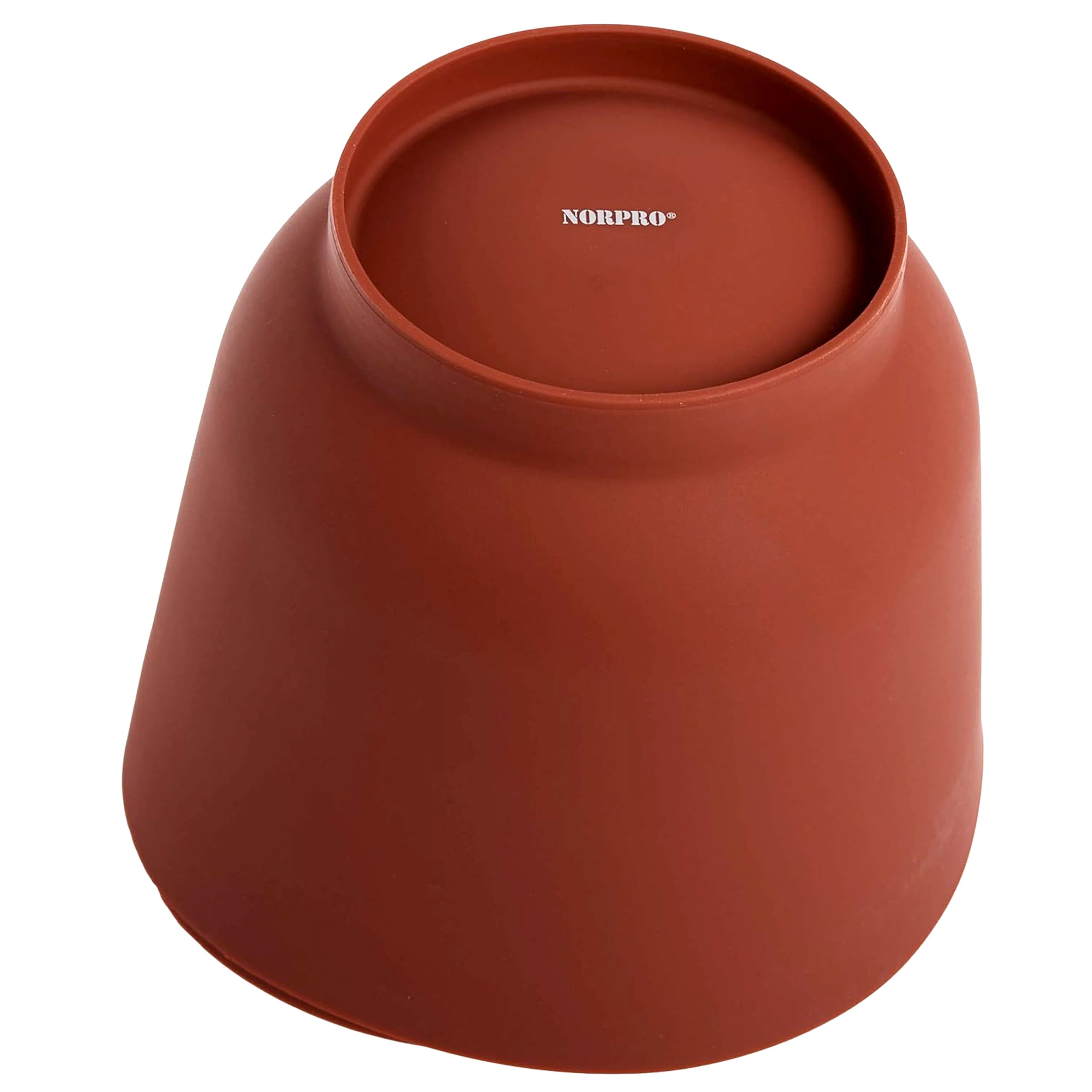 Norpro flexible bowl pouring batter into pan for precise transfer advantage