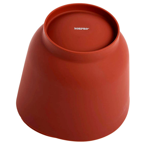Norpro flexible bowl pouring batter into pan for precise transfer advantage