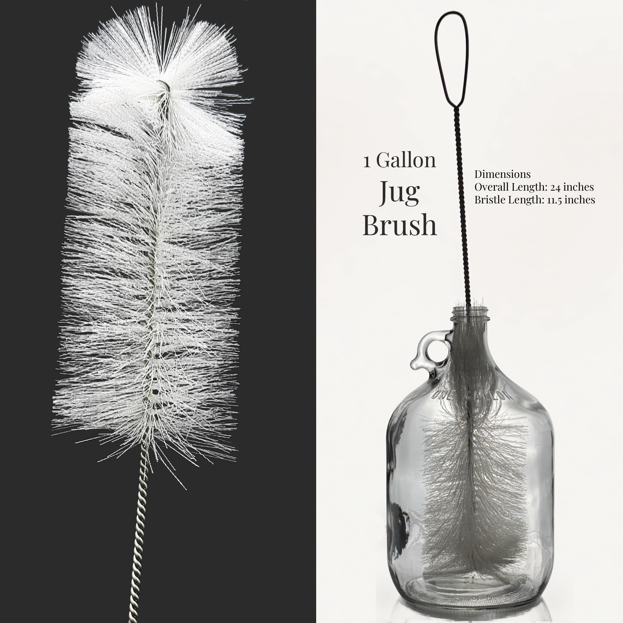 North Mountain Supply long-handle cleaning brush reaching jug bottom for easy cleaning