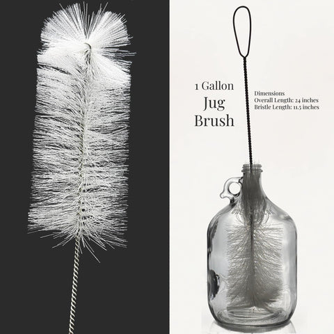 North Mountain Supply long-handle cleaning brush reaching jug bottom for easy cleaning