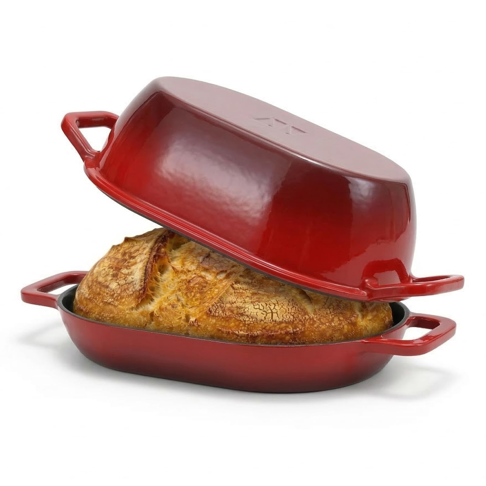 Northriver Casting front view of the oval Dutch oven showcasing elegant enamel and shape