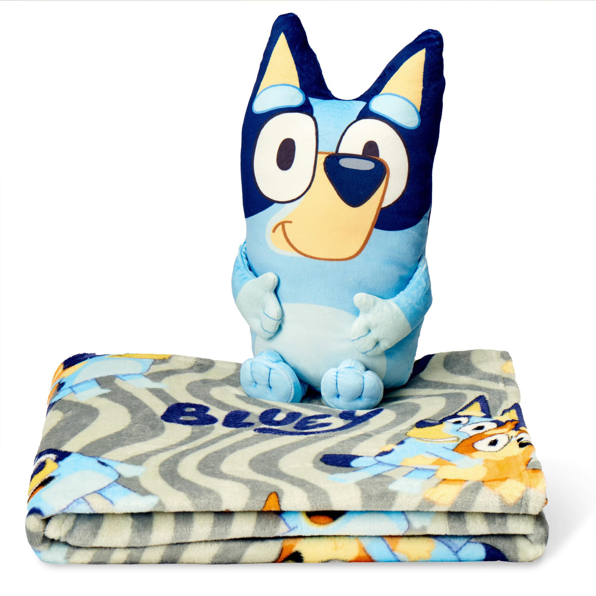Northwest Bluey front view showing throw and pillow for instant comfort