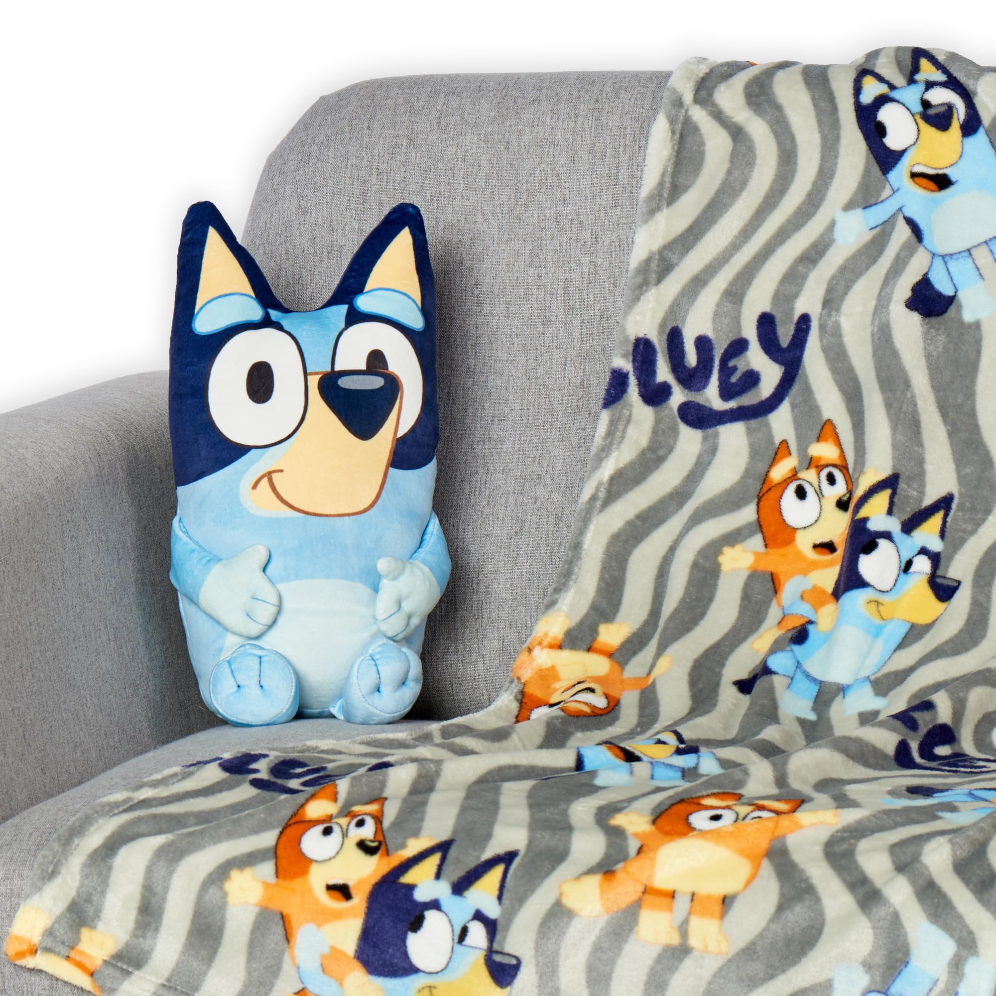 Northwest Bluey 3D hugger pillow detail offering squeezable plush comfort