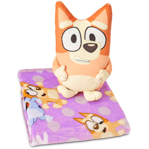 Northwest Bluey front view of Bingo pillow showing cuddly character and comfort