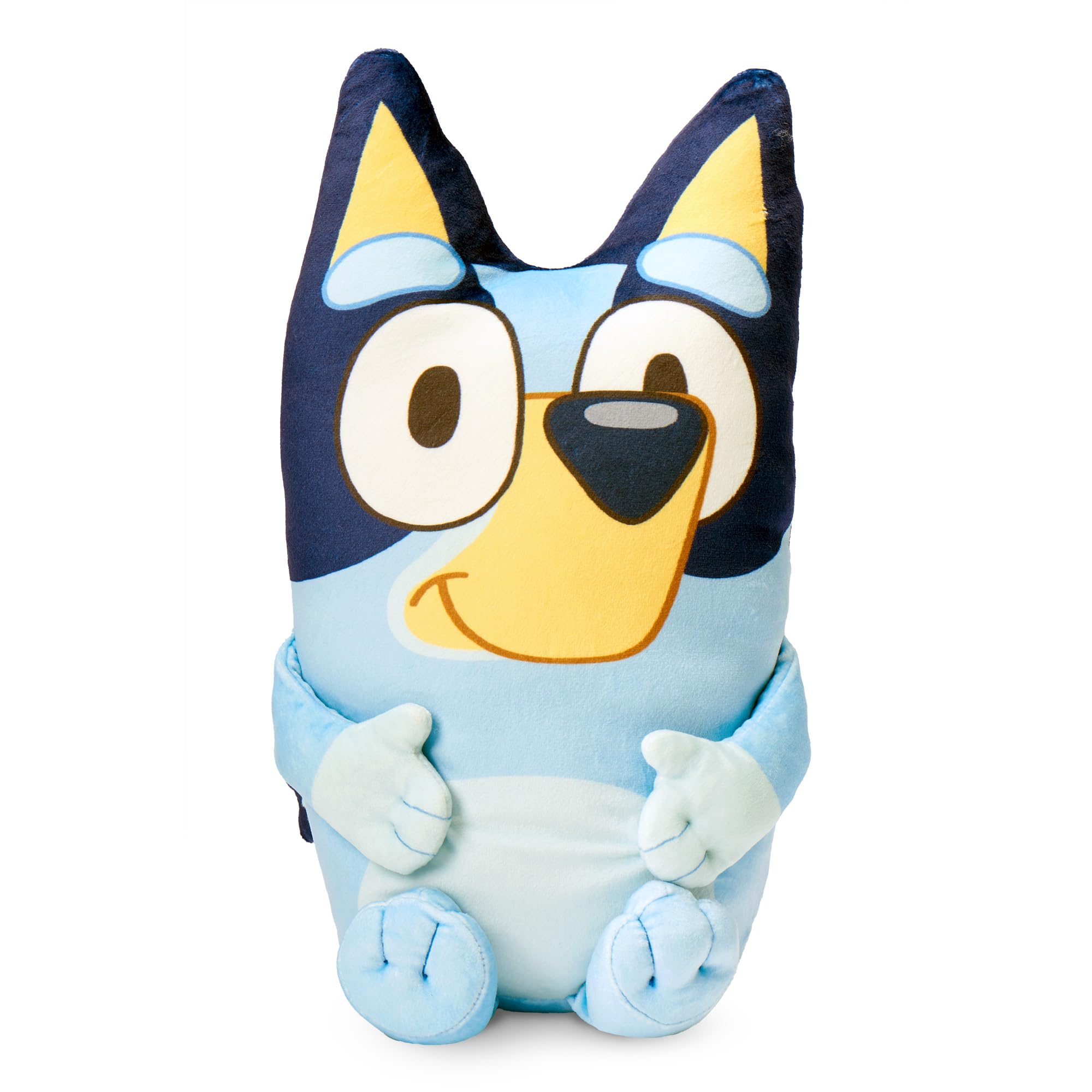 Northwest Bluey blanket next to toy showing true-to-size scale