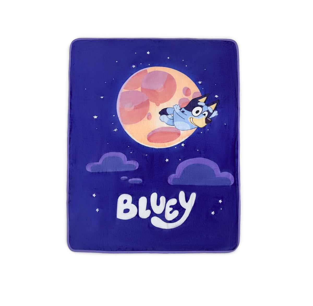 Northwest Bluey throw front view showing vibrant graphic and cozy look