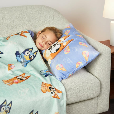 Northwest Bluey full throw pattern with ice cream artwork — soft silky touch