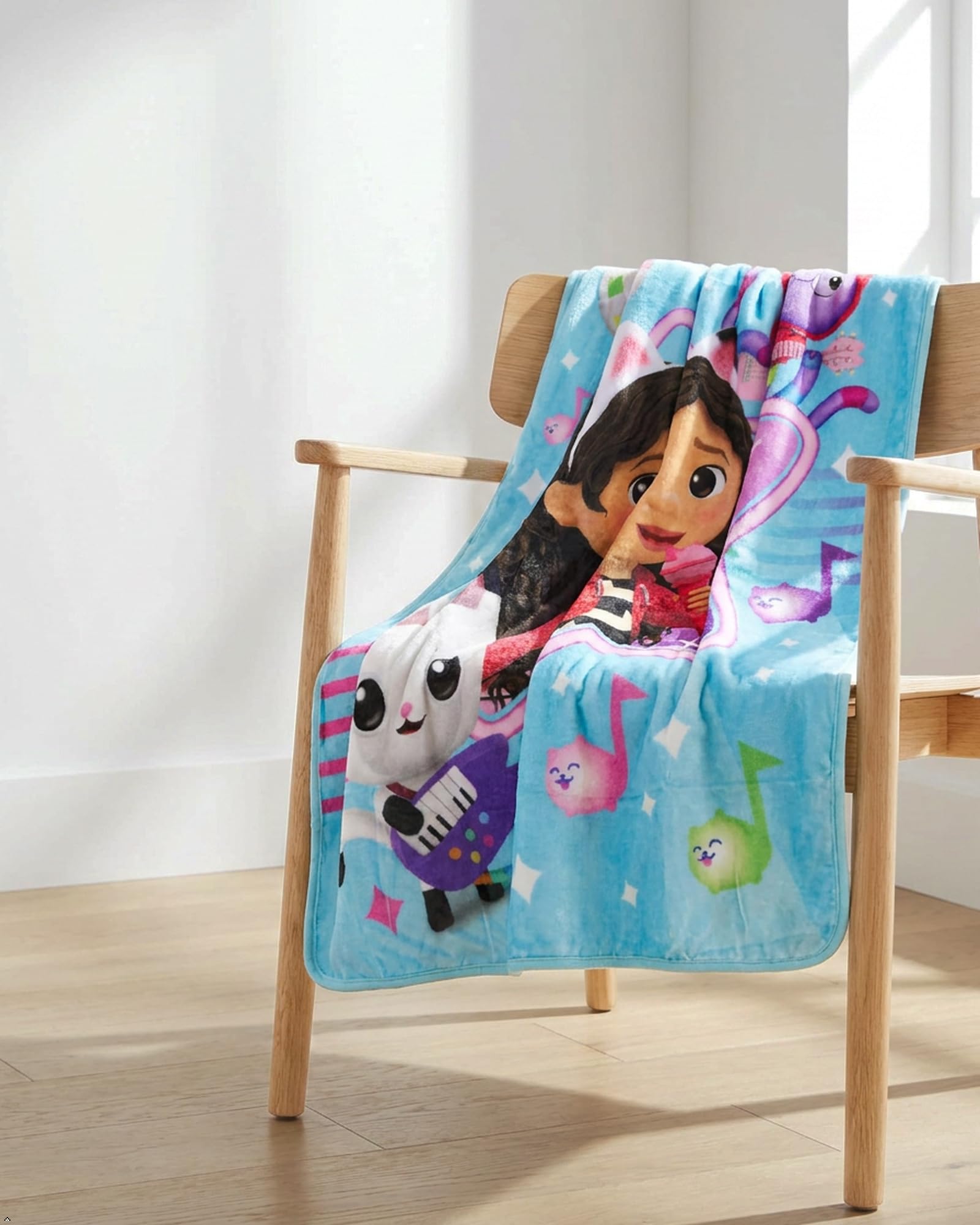 Northwest Gabby's Dollhouse label and edge stitching showing product quality and finish