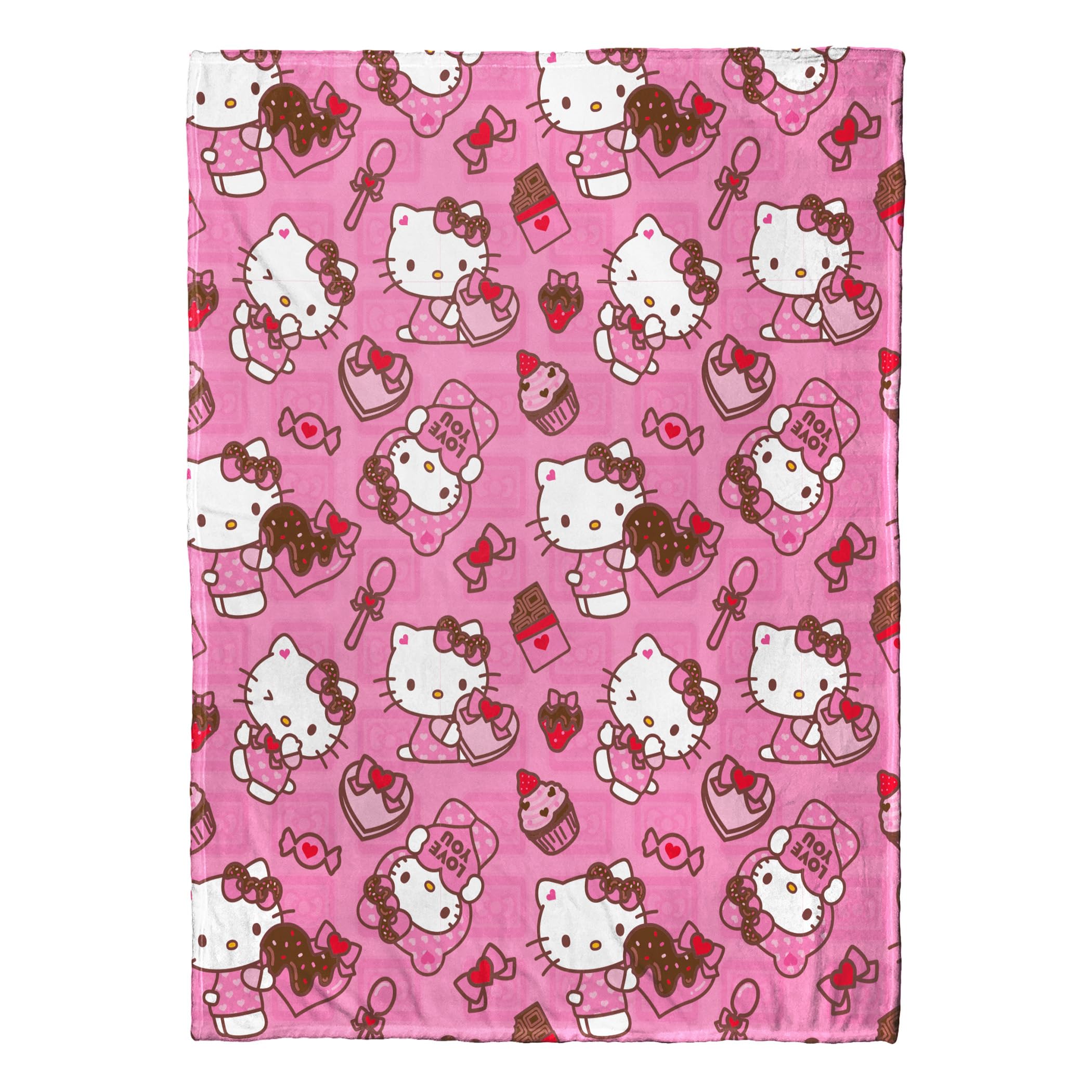 Northwest Hello Kitty front view showing full print and cheerful pink design, cozy appeal