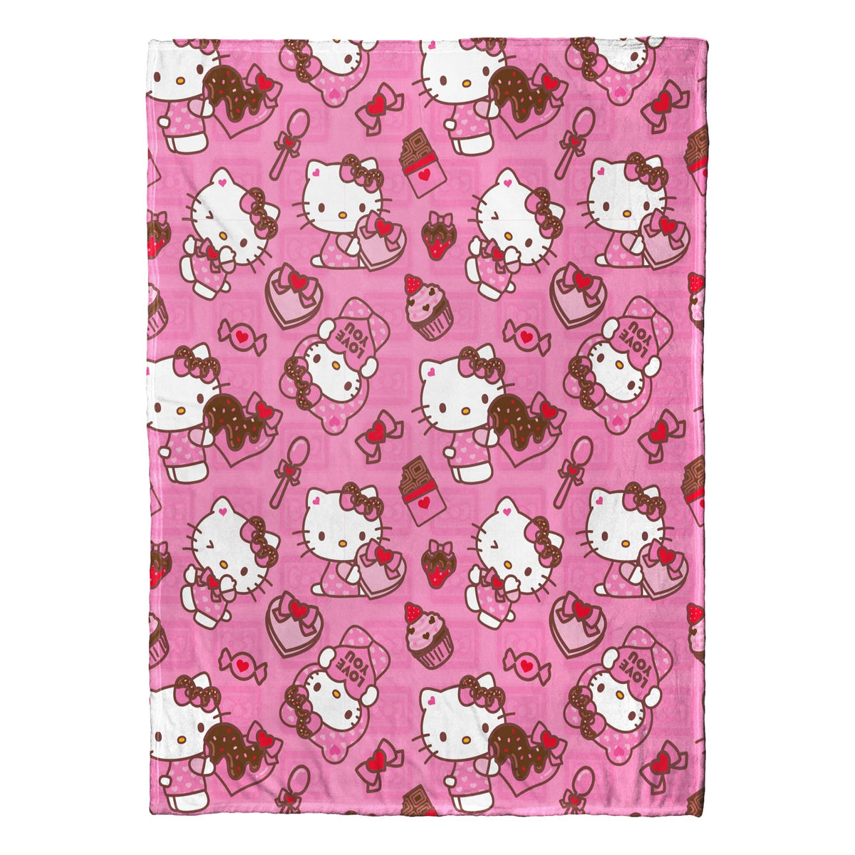 Northwest Hello Kitty front view showing full print and cheerful pink design, cozy appeal