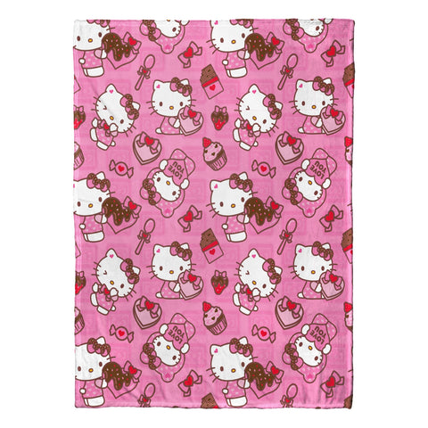 Northwest Hello Kitty front view showing full print and cheerful pink design, cozy appeal
