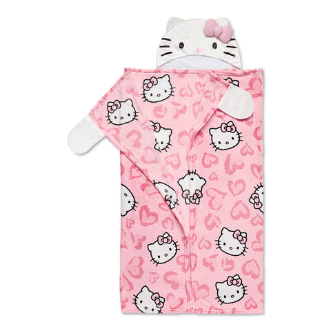 Northwest Hello Kitty hand pocket and texture view showing silk-touch fabric for warmth
