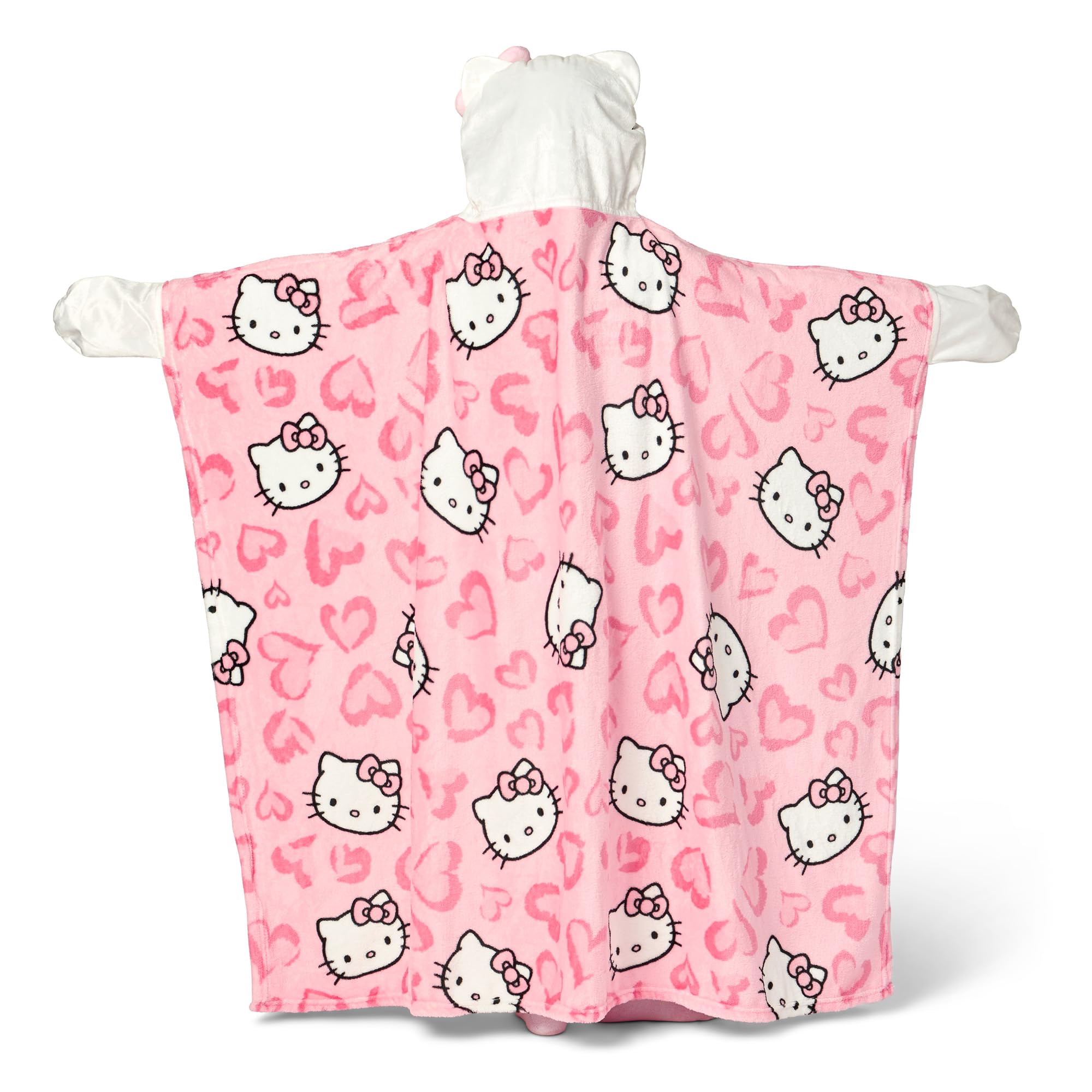 Northwest Hello Kitty hood detail close-up showing 3D bow and whiskers for playful wear