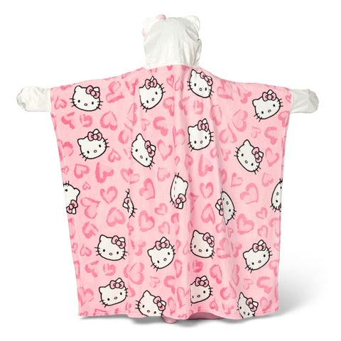 Northwest Hello Kitty hood detail close-up showing 3D bow and whiskers for playful wear