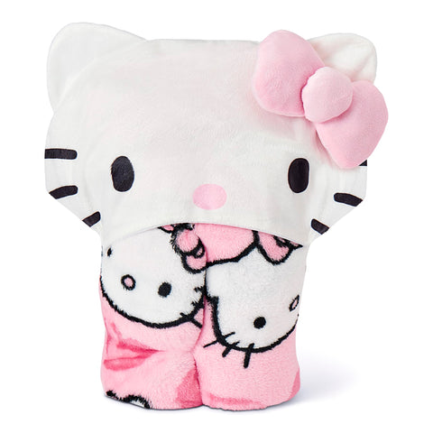 Northwest Hello Kitty lifestyle on couch showing wearable blanket comfort during lounging